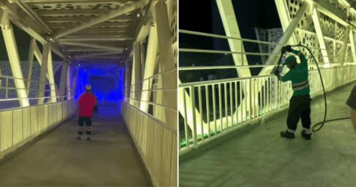 Abu Dhabi Resident Spots Dedicated Workers Cleaning the Crossbridge Late at Night